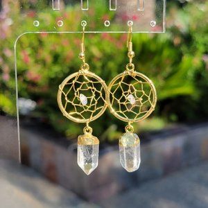 Clear Quartz Dream Catcher Earrings
